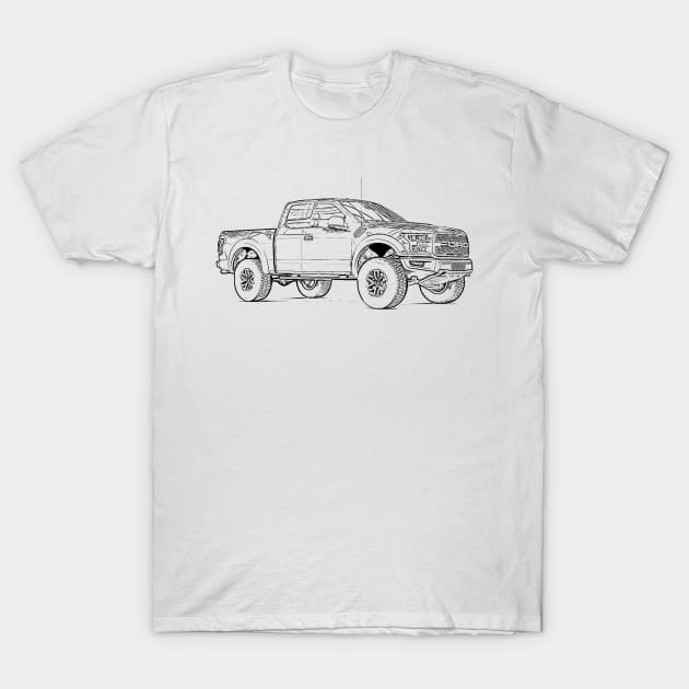 F150 Raptor Wireframe T-Shirt by Auto-Prints